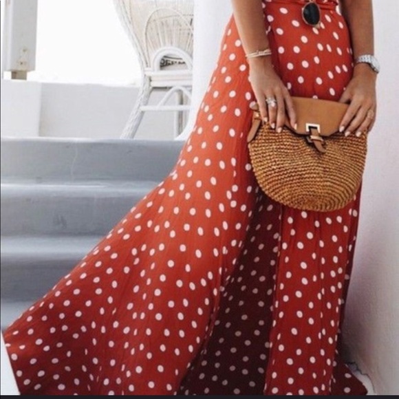 ☀️SOLD OUT🆕BohoMaxi “Cinnamon” PolkaDot WrapDress NWT☀️ - Picture 4 of 8